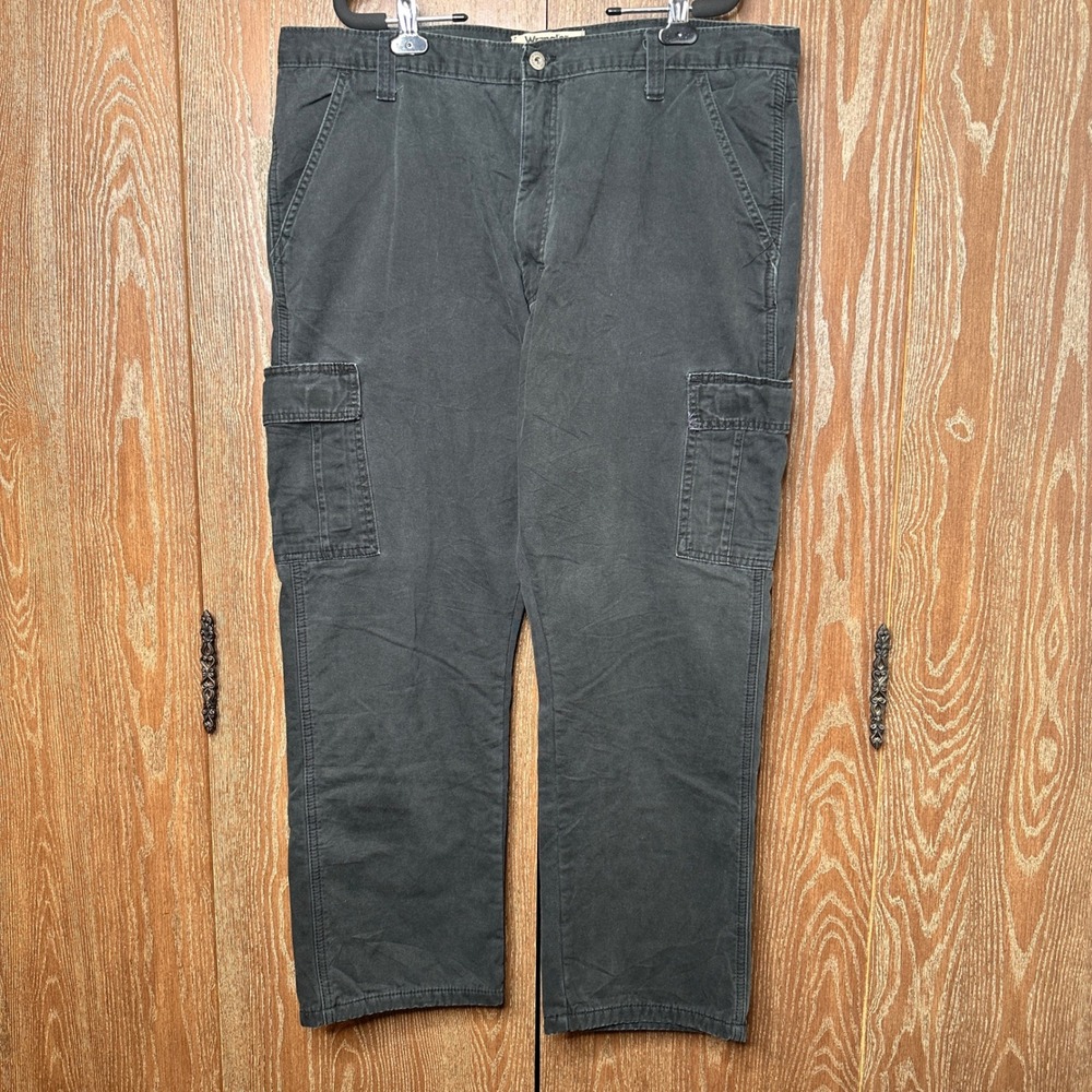 Wrangler Authentics Mens Fleece Lined Cargo Pants Gray Workwear 42x30 Utility